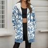 Women's Gradient Print Fashionable Loose Zipper Fleece Hoodie Jacket