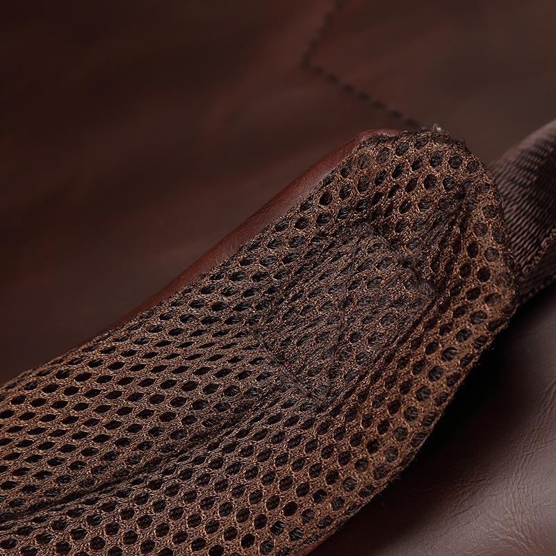 Trendy Men's British Fashion Backpack Personality Design Young Student Backpack Retro Crazy Horse Leather Bag 14-inch Computer Bag