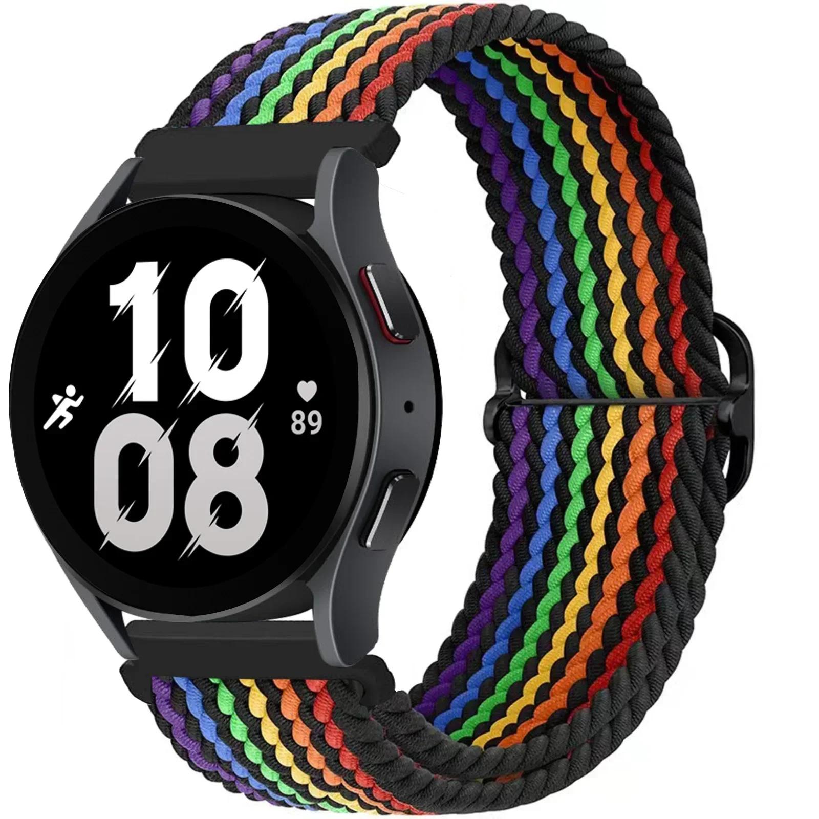 

20 22 мм ремешок для Samsung Galaxy Watch 7/6/5 pro/6 Classic/gear s3/active 2 Плетеный браслет Solo loop для Huawei GT 2e 3 4 Ремешок For Galaxy Watch 4 5