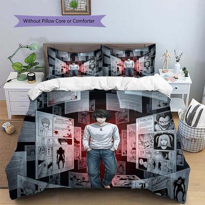 Death Note Anime Themed Printed Pillowcase & Duvet Cover Set | Bedroom Decor Collection | Ideal Gift for Anime Fans YUN6511