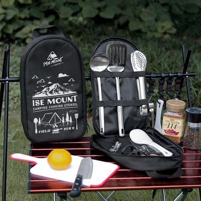 Ethnische Stil Camping Handtasche: Tragbare Outdoor-Kochgeschirr-Aufbewahrung für Schneidebrett, Besteck und mehr