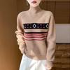 100% pure wool comfortable half height jacquard pullover sweater