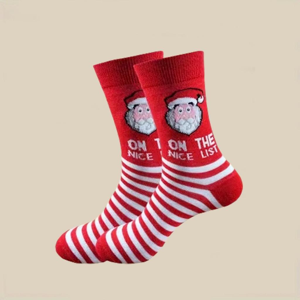 2025 Autumn/Winter Christmas Cotton Socks with Santa Claus and Snowman Cartoon Design