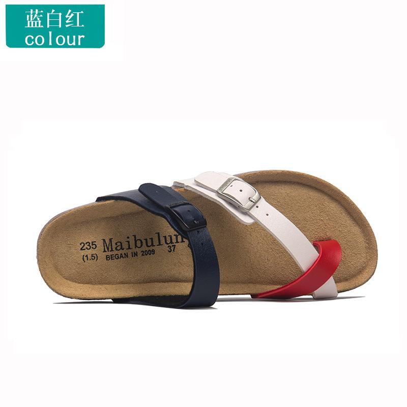 Fashion Low-top cork beach flip-flops beaded couple beach flip-flops soft heel flat slippers women summer unisex slippers