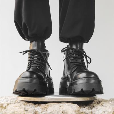Hochwertige klassische britische Streetstyle-Lederstiefel für Herren Trend Schwarz Hombre Täglich Lässig Kleid Höhenerhöhende Schuhe