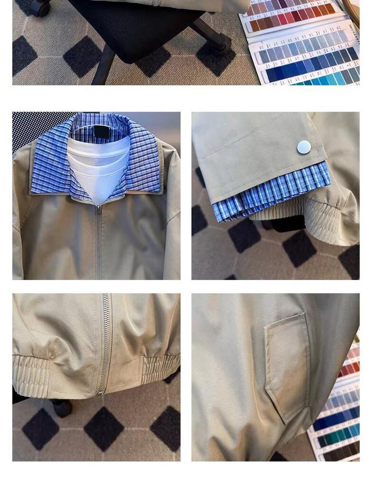 2025 Herbst Miu Stil Khaki Harrington Retro Zweiteilig Collegejacke für Damen