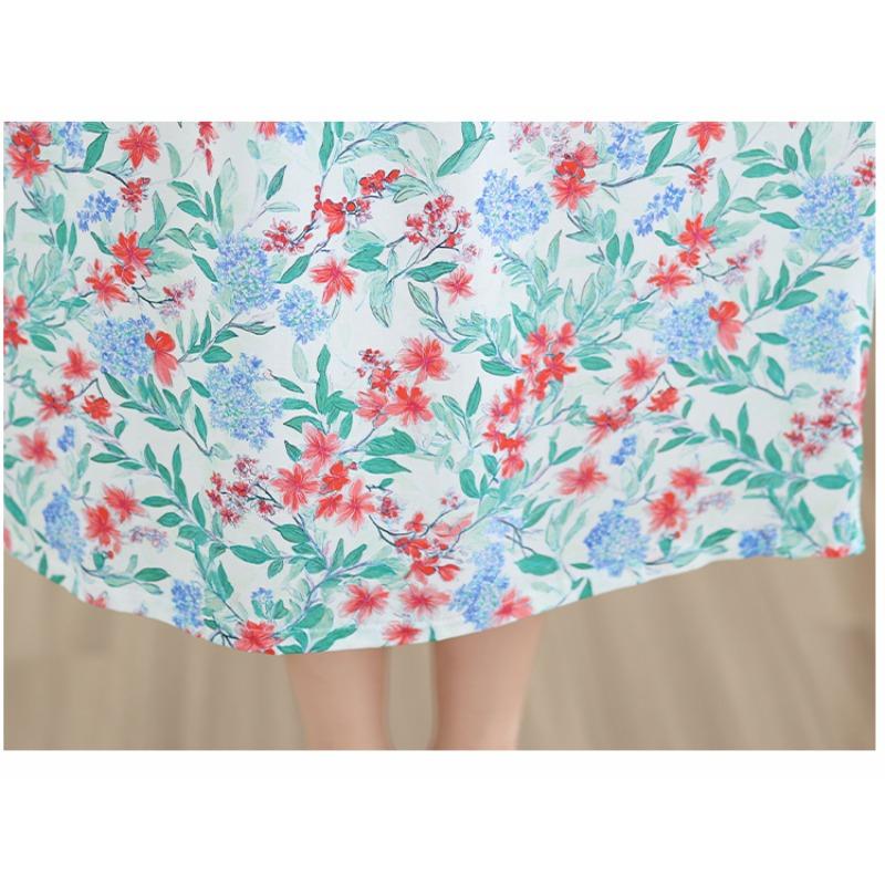 DIMANAF New 2026 Summer Women Plus Size Vintage Lady Long Dress Floral Print Beach sundress Loose Oversize Cotton