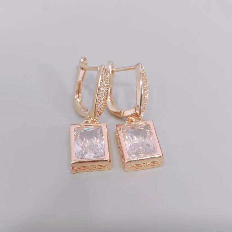 Rechteckige Weiße Kristall Zirkon Ohrringe für Frauen 2023 Neue Gold Farbe Ohrring Fashion Party Schmuck Zubehör