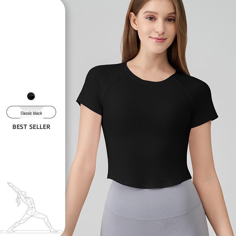 2026 Spring/Summer Women s Slim Fit Quick-Dry Yoga & Running Short Sleeve T-shirt Large
