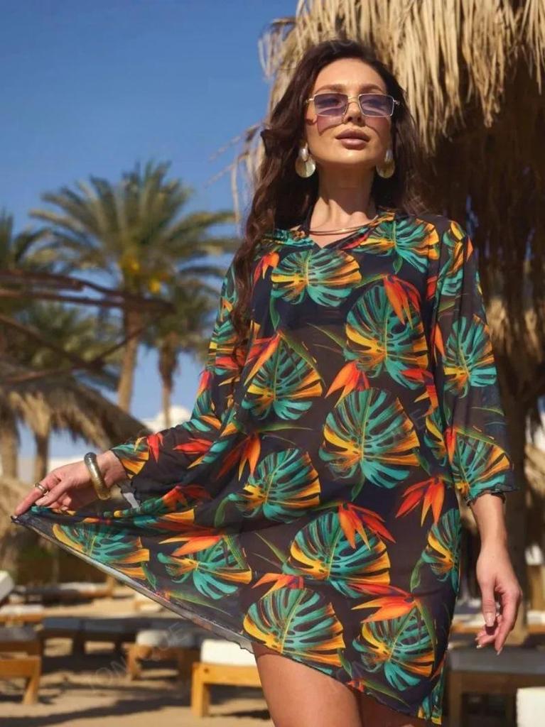 Copricostume da Spiaggia in Rete Protezione Solare Europeo e Americano - Copricostume Costume da Bagno Intero a Sette Maniche
