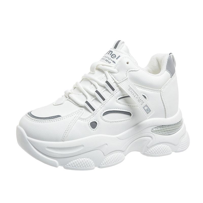 Dad Shoes Mädchen Winter 2025 Neu Vielseitig Klein Dicksohlig Fleece Warm Lässig Sportlich Kleine Weiße Schuhe