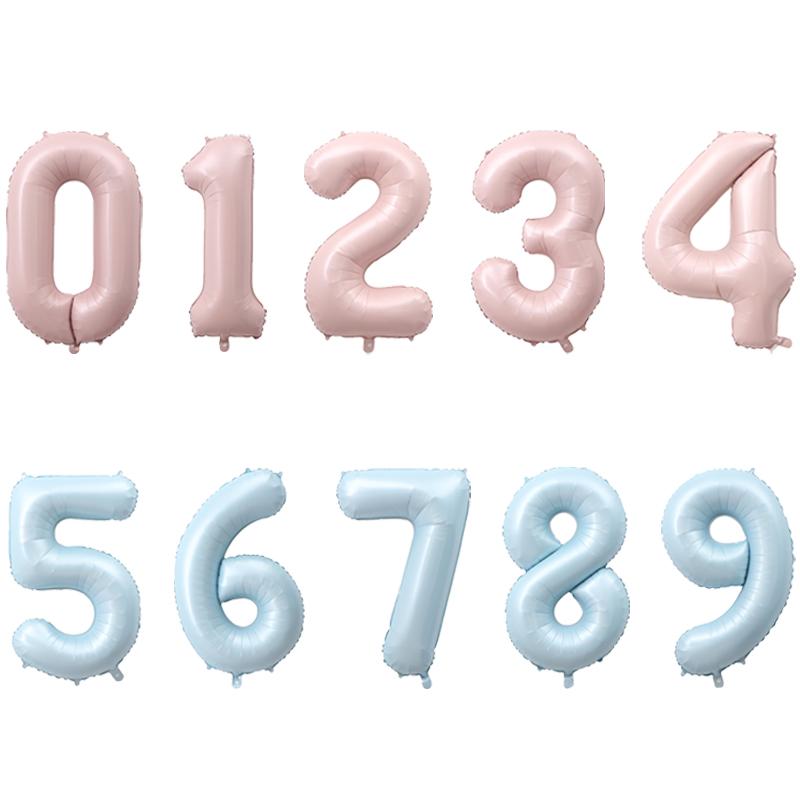 32/40 tum Ljusrosa Blå Sifferballonger Folieballong Födelsedagsballong Festballong 0 1 2 3 4 5 6 7 8 9 Globos Bollar
