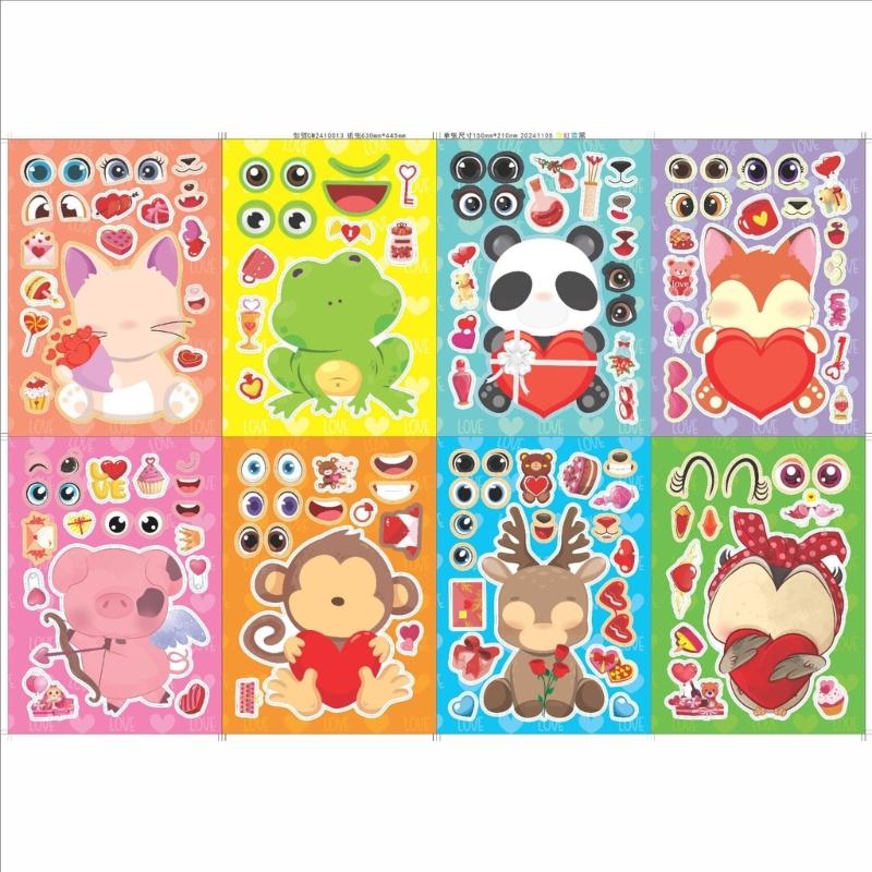 Funny Assemble Stickers Cartoon Animal  Face Expression Kids Boys Girls Gifts Cartoon Animal  Face Features Assemble