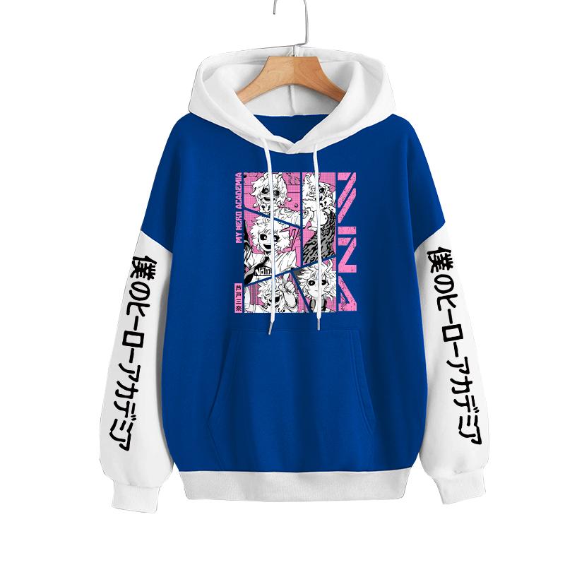 Anime Funny My Hero Academia Hoodies Kawaii Manga Mina Ashido Poster Harajuku Streetwear Unisex Long Sleeve Patchwork Sweatshirt