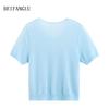 Northern Deer Spring Alpaca Wool V-neck Knit Short Sleeve - Soft & Light for Spring/Summer