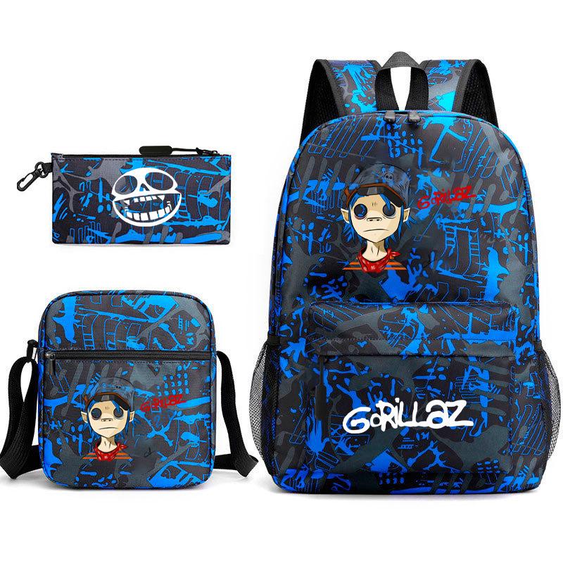 British virtual band trend heat transfer, primary and secondary school students schoolbag Gorillaz children's starry sky three-piece set, teenagers