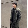 Men's Winter Thickened Quilted Pilot Jacket - Stand Collar, Three-Proof, Short Style, American Silhouette