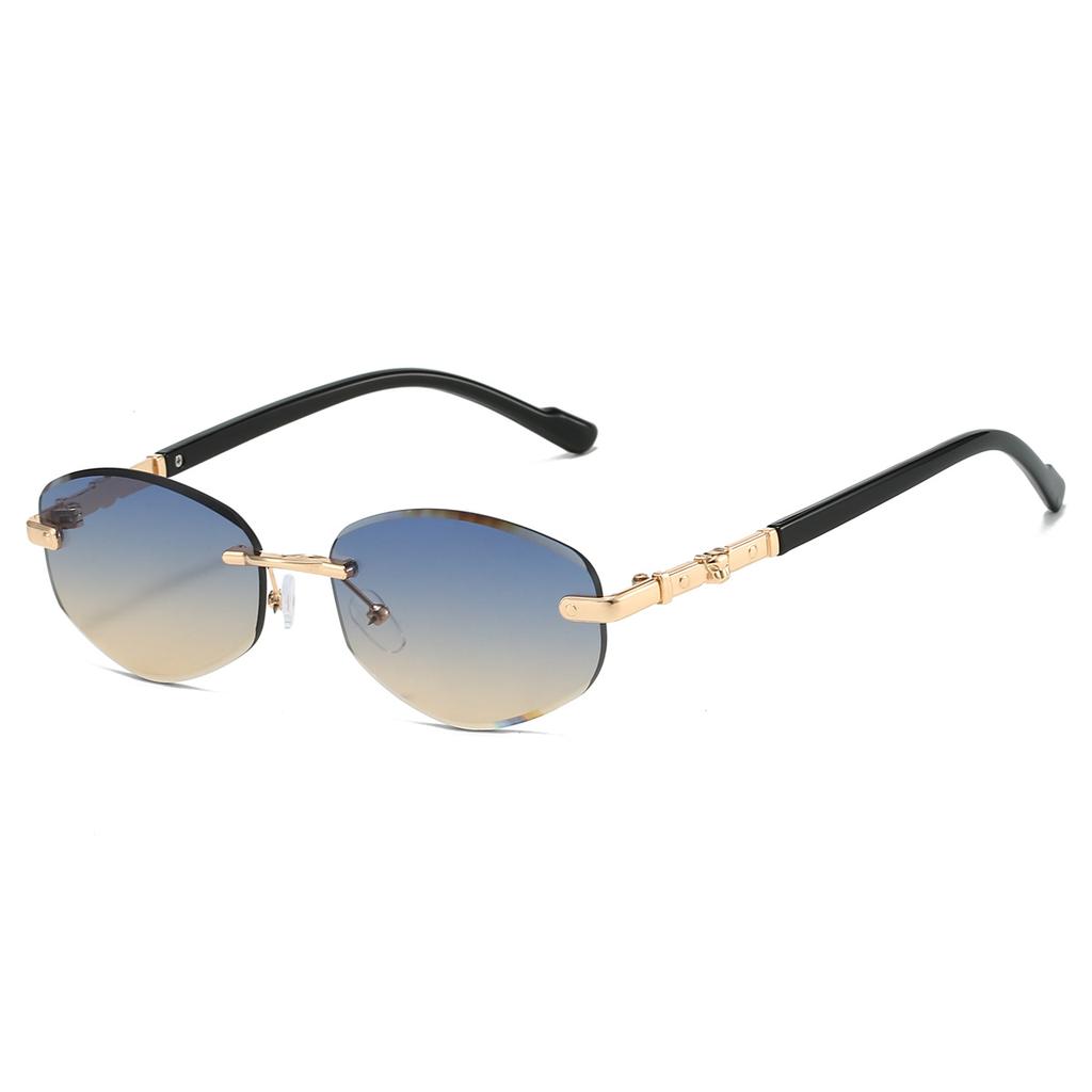 Fashion Rimless Polygon Metal Shades Women Original Brand Design Driving Sunglasses New Trendy Gradient Beach Sun Glasses