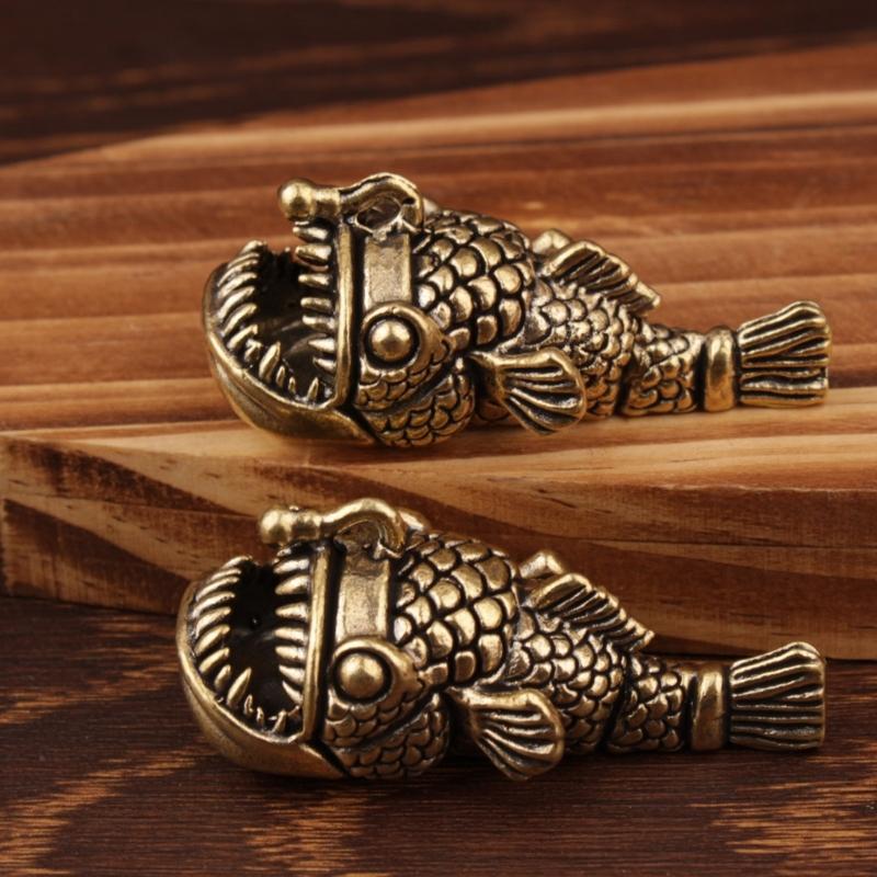 Elegant Brasses Lanterns Fish Figurine as Tabletops Decoration Adding Retros Charm to Interior Space