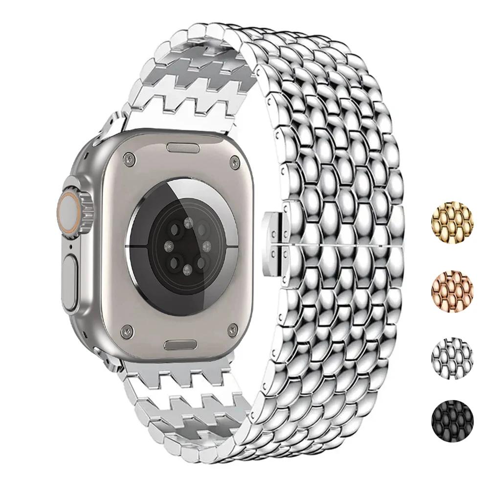 Cinturino in metallo classico per Apple Watch 6 7 8 5 4 Se 44mm 45mm 41mm 40mm 38mm 42mm Bracciale con cinturino per Iwatch Ultra 2 49mm Cinturino con motivo drago
