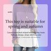 Damen T-Shirt Langarm Rundhals Kontrastfarbe Baumwoll-Top