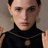 Gold Sun Necklace European and American Hollow Pendant Earrings Niche Premium Spiral Jewelry Ring Women
