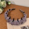 Women Headband Ribbon Decor Anti-slip Teeth Hair Hoop Versatile Bright