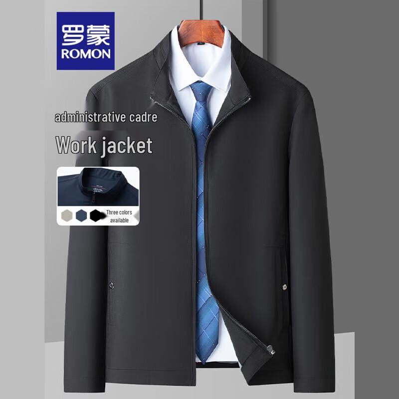 ROMON Men's Spring/Autumn Short Stand-Up Collar Business Jacket