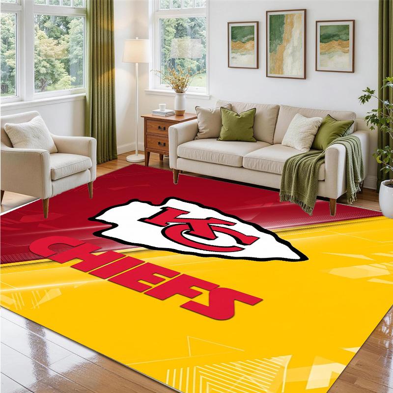 Kansas City Chiefs Design Crystal Velvet Rug Soft Decorative Mat for Bedroom Entrance
