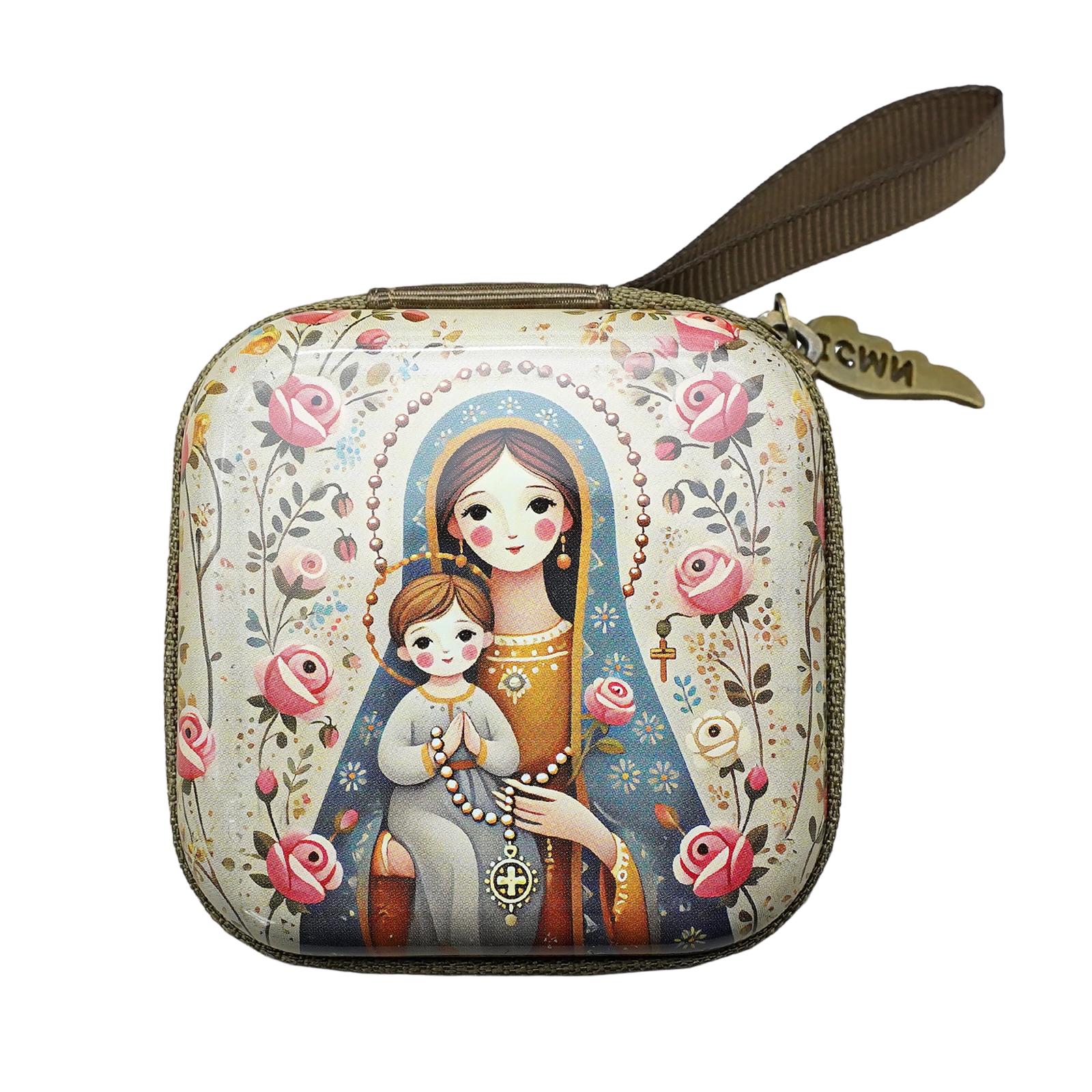 

Квадратный мультяшный мешочек для молитвенных бусин, двусторонний дизайн, прочный пластиковый органайзер для религиозных аксессуаров, хранения ювелирных изделий H