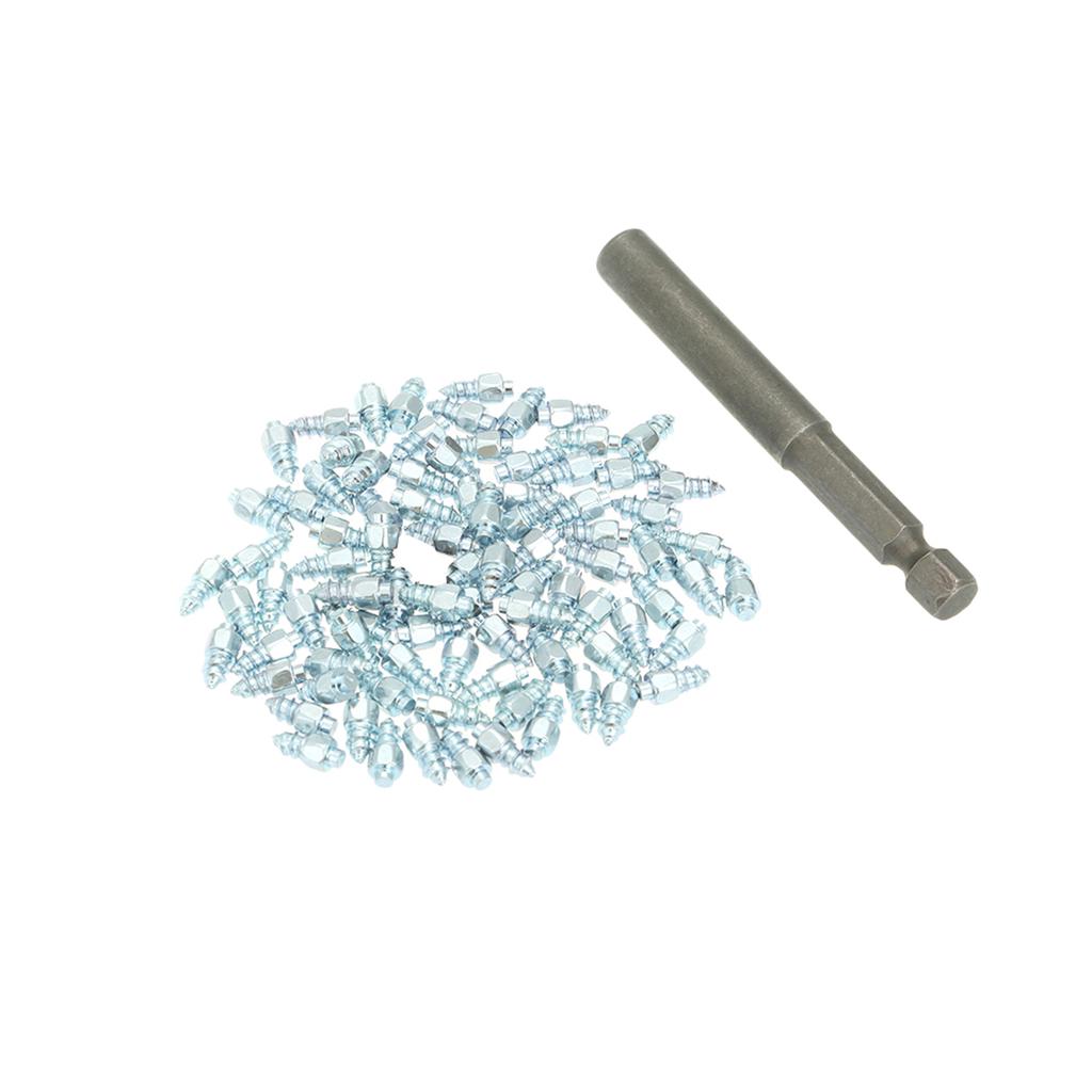 Snow Tire Studs Winter Tire Screws Ice Traction Spikes 200PCS Heavy Duty Steel Alloy Anti-Skid Screws for Car Truck Motorcycle with Drill Sleeve Easy