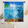 2pcs Dolphin Pattern Curtains Decorative Window Drapes Window Treatments For Bedroom Living Room Home Decoration Room Decoration