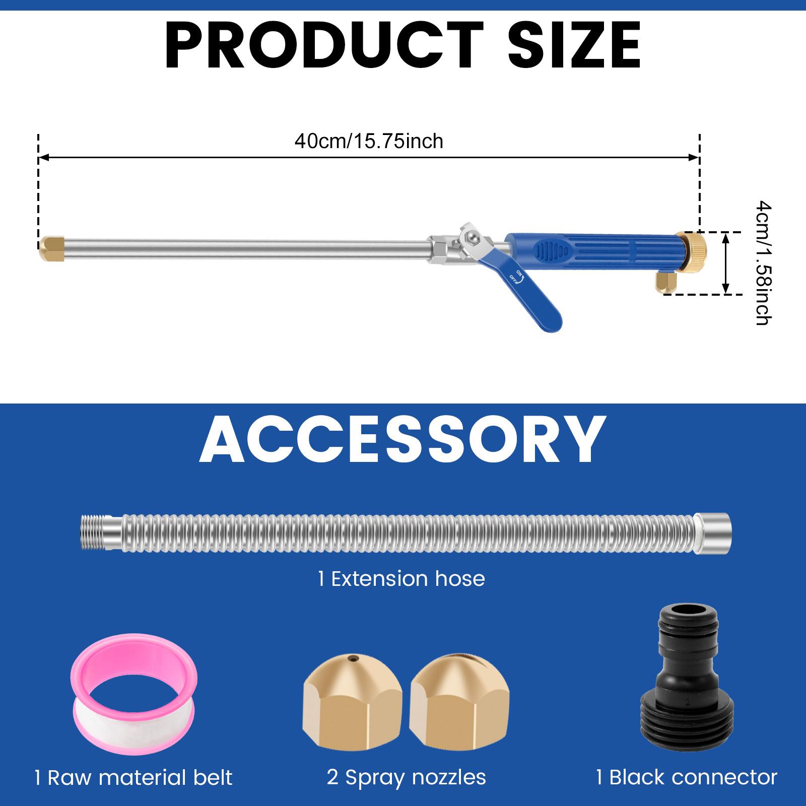 

High Pressure Washer Wand Garden Watering Sprayer Cleaning Lance with 2 Different Nozzles and Hose Quick Connector Watering Tool