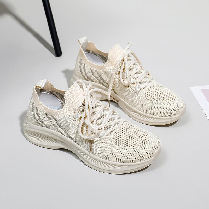 

Женские легкие дышащие кроссовки Трикотажные нескользящие кроссовки для ходьбы на шнуровке Повседневная удобная спортивная теннисная обувь для женщин Кроссовки для спортзала 40
