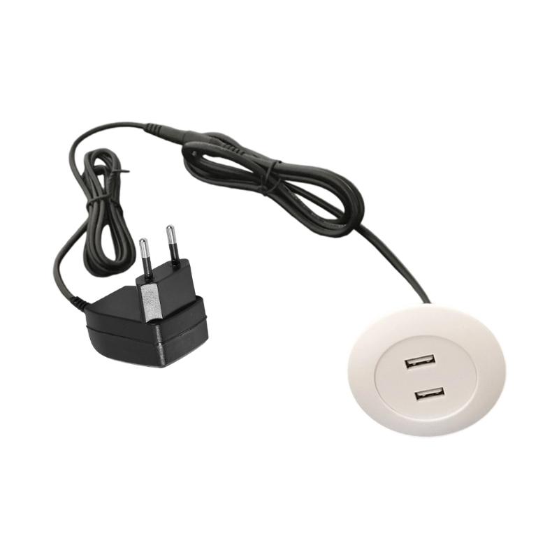 Furniture Concealed USB Panel Socket Desktop Embedded Double USB Socket for Phone Charging Double USB Charging Interface
