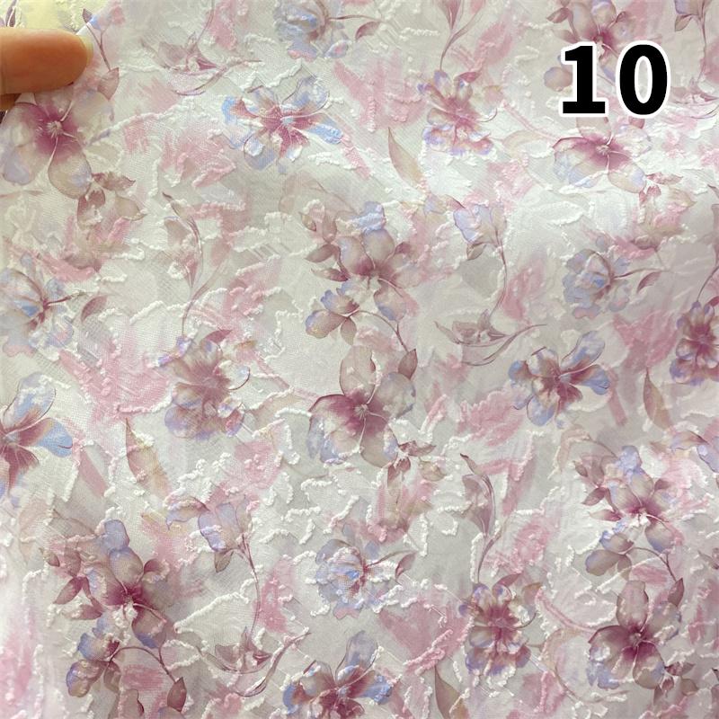 Nowa Tkanina Szyfonowa Miękka Półprzezroczysta Lekka Oddychająca Styl Chiński Żakard Kwiatowy na Sukienki DIY Koszule Przeciwsłoneczne