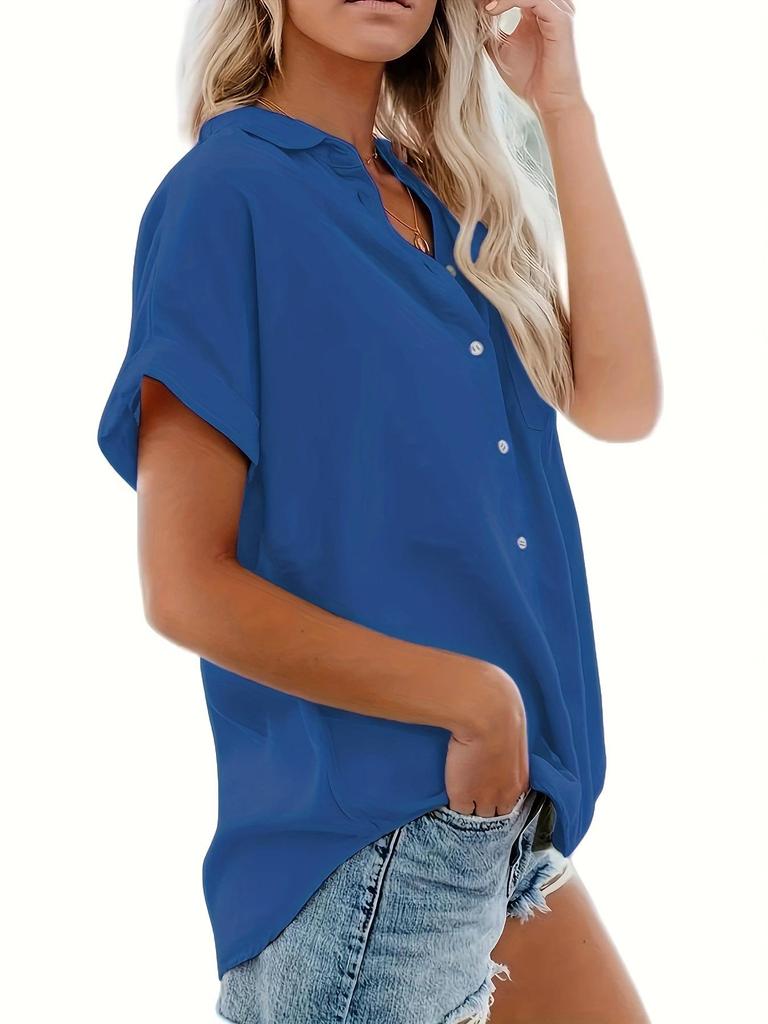 Women's 2025 Summer Exclusive Short-Sleeve Lapel Button-Down Shirt