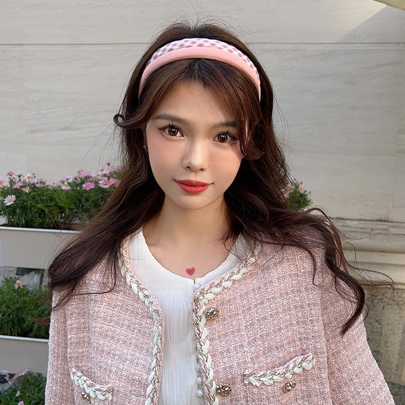 Colorful Plaid Small Hairband for Women, All-match Hairpin for Summer, High-end Hair Bun
