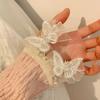 White Mesh Butterfly Pearl Hair Clip - Women's Duckbill Hairpin Bow Accessory