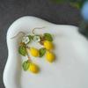 Exquisite Glass Lemon Earrings Light Weight Fruit Food Flower Earrings Can Love Kawaii Pastoral Earring for Her Birthday Present