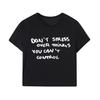 Women's Korean Style Slim Fit Letter Print Short Sleeve Crop Top