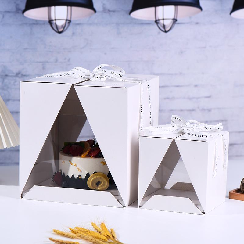 Clear Handheld Cake Box - Premium Custom 6/8 Inch Tall Windowed Birthday Cake Carrier