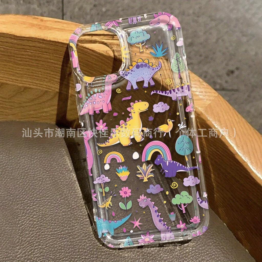 Cartoon Little Dinosaur Fits iPhone 15 Pro Max iPhone Cases, 16/17 Transparent, 13/14 Transparent, Drop-proof