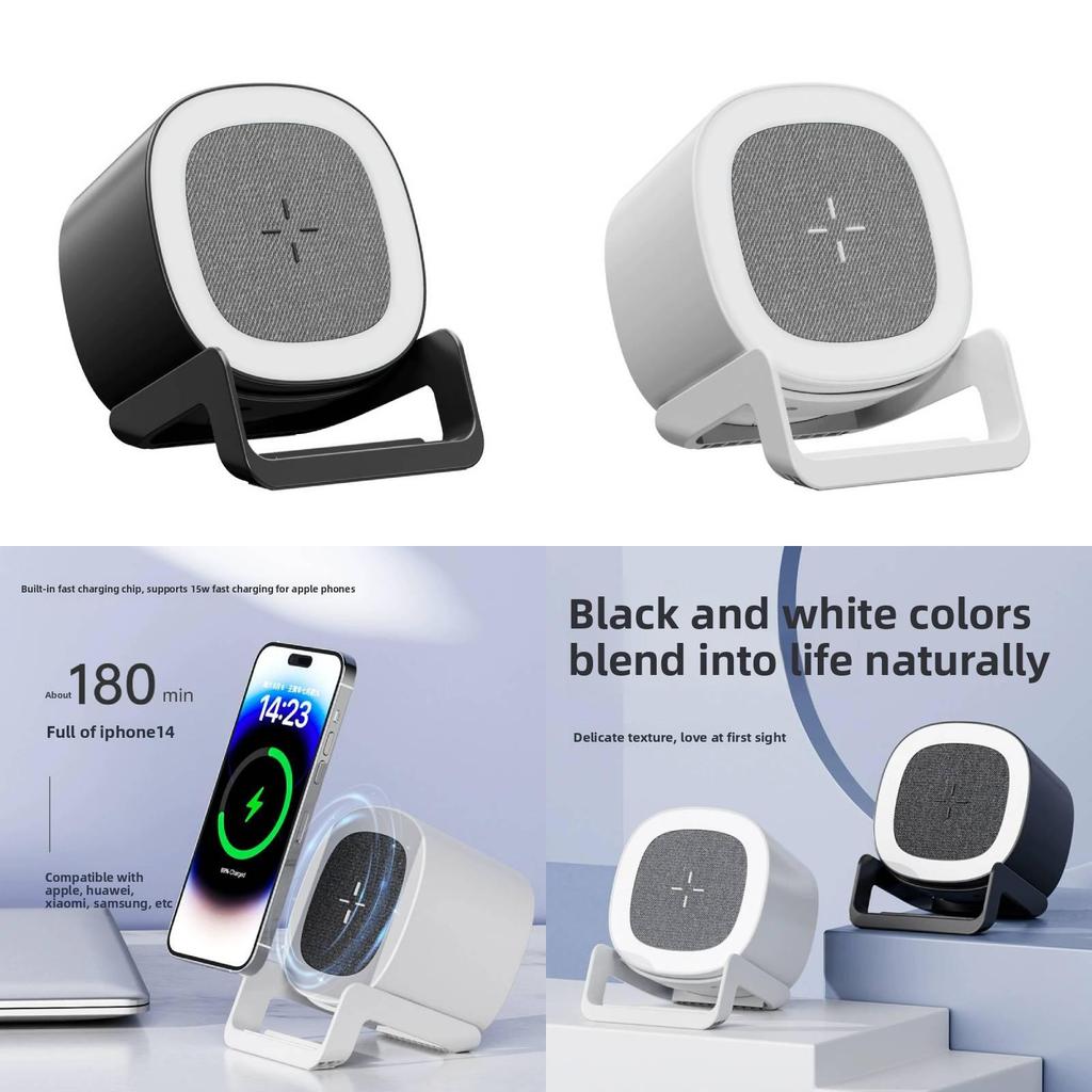 Bluetooth Wireless Charging Speaker Stand With Touch Control Rgb Light For Desk Home Office Gift