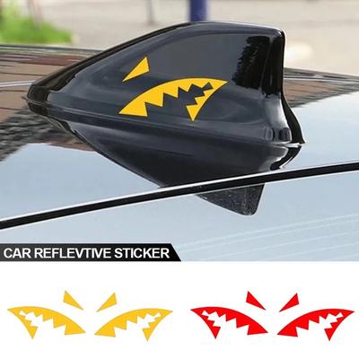 2 stuks Creatieve Autosticker Reflecterende Haaienvin Antenne Haaienbek Vinyl Sticker Auto Accessoires Decoratie Stickers Universeel