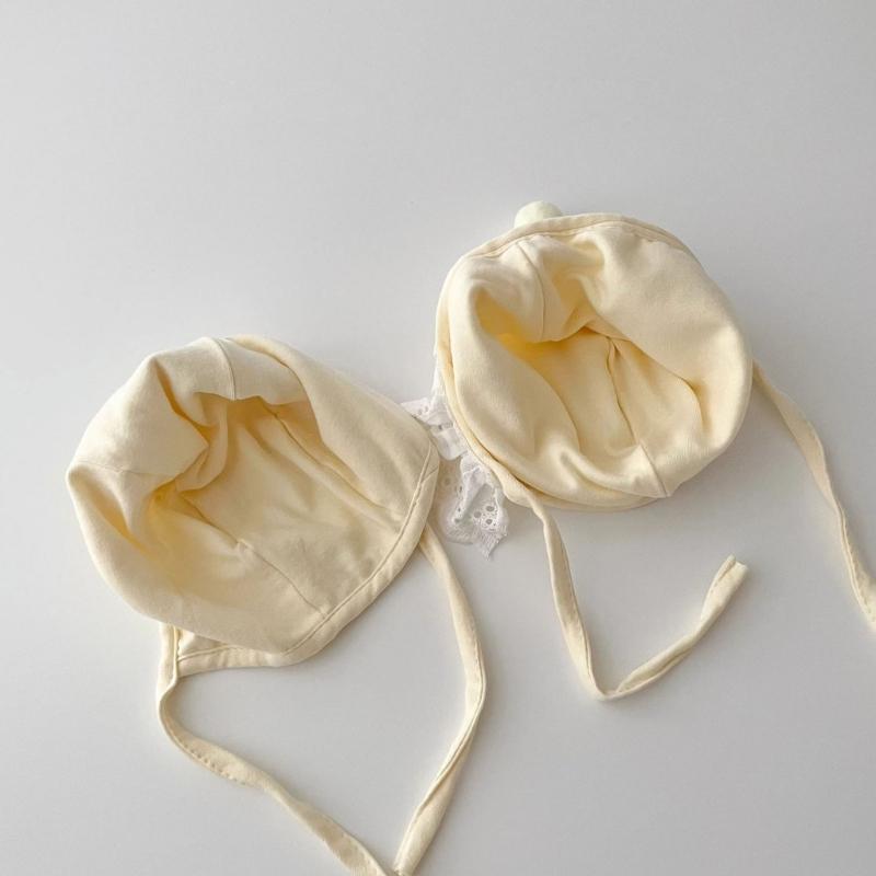 Baby Girls Princess Hat with Ear Protections, Newborn Lace Bonnet 0-12 Months Infant Beanie Cap Head Wrap Shower Gift