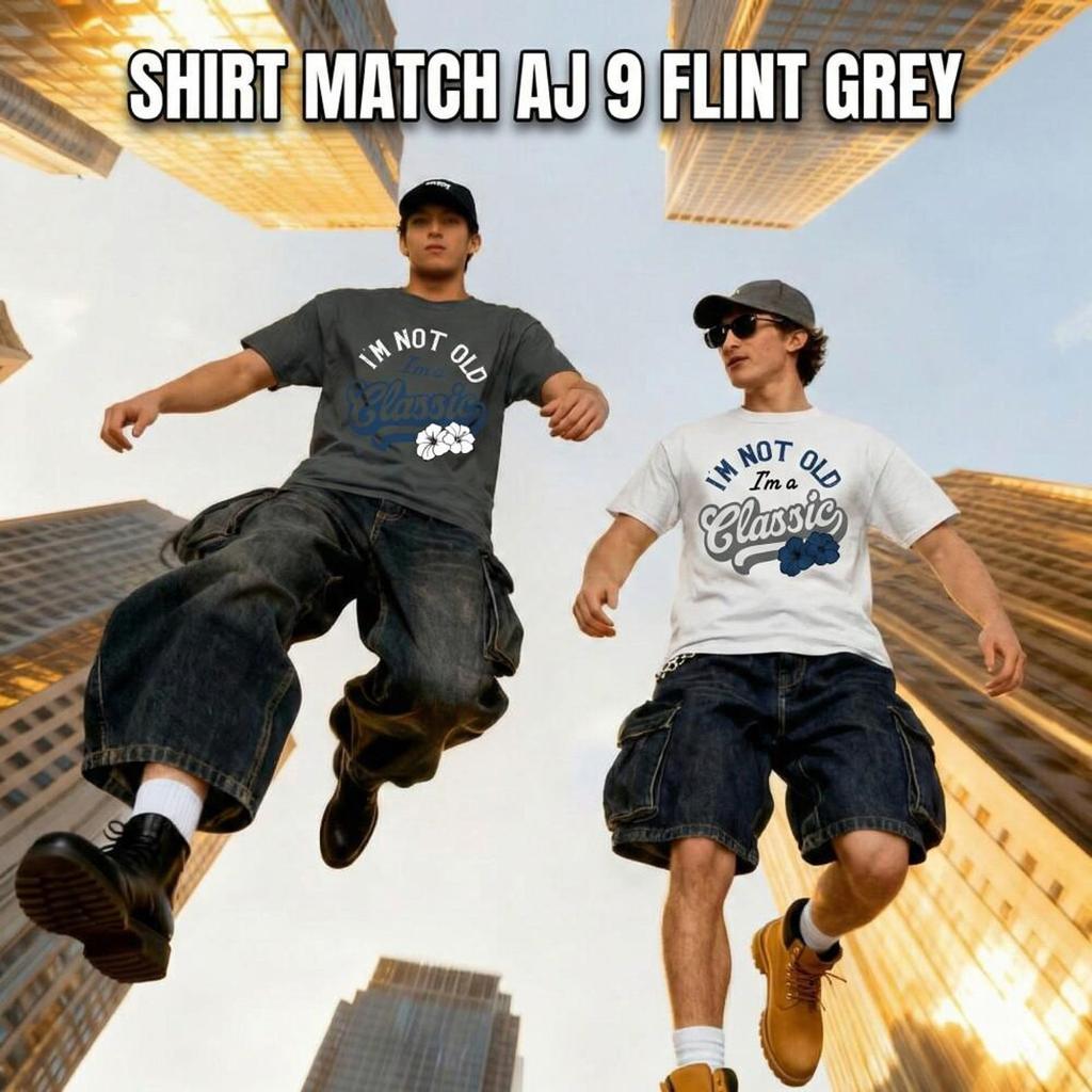 9s Flint Grey MATCH Im Classic Streetwear Graphic Tee, Unisex Casual Tee, Sneaker Match Shirt and kids tshirt, Bella Canvas Color Grey Blue