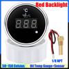 Red Light 52mm Oil Temperature Gauge+Sensor with Alarm Digital 50~150 Celsius Oil Temp Meter for Marine Boat Car 12V24V Custom