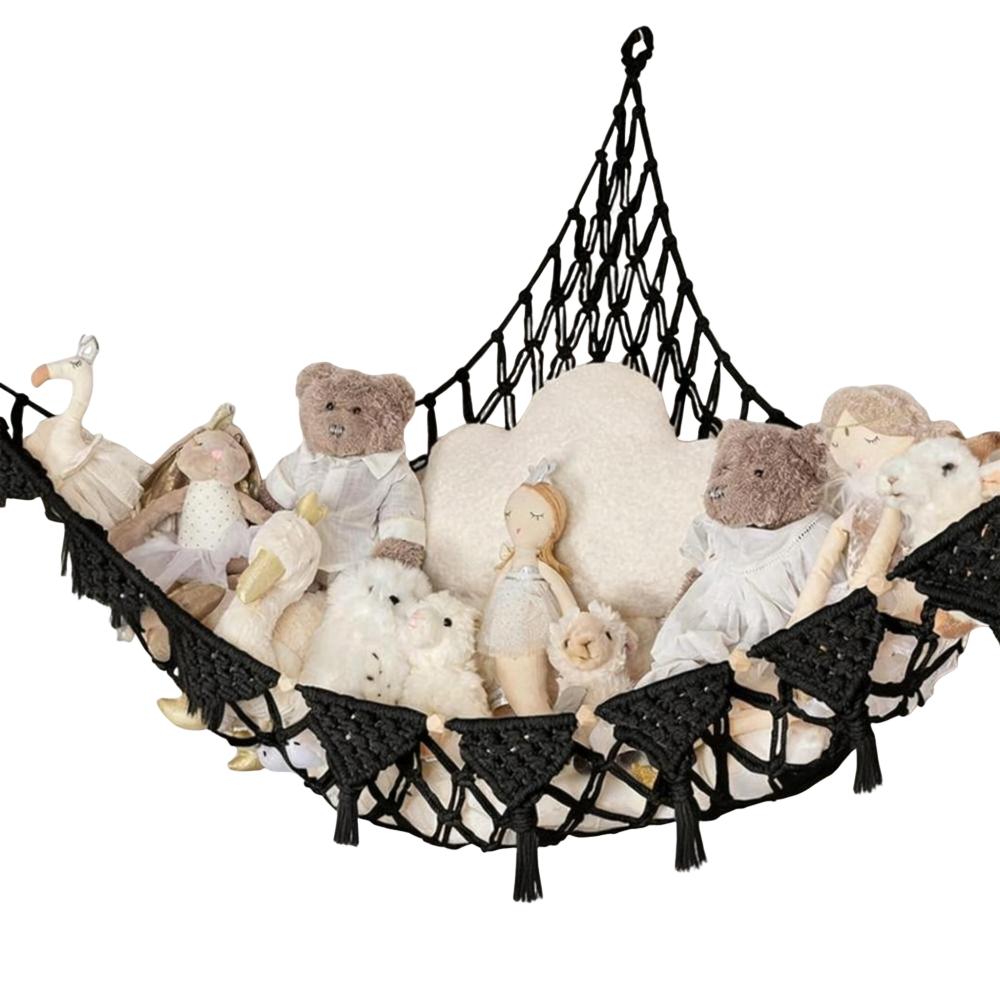 Jumbo Stuffed Animal Hammock Giant Capacity Woven Toy Hammock Storage Net Triangle Macrame Mesh Toy Net Holder Bedroom
