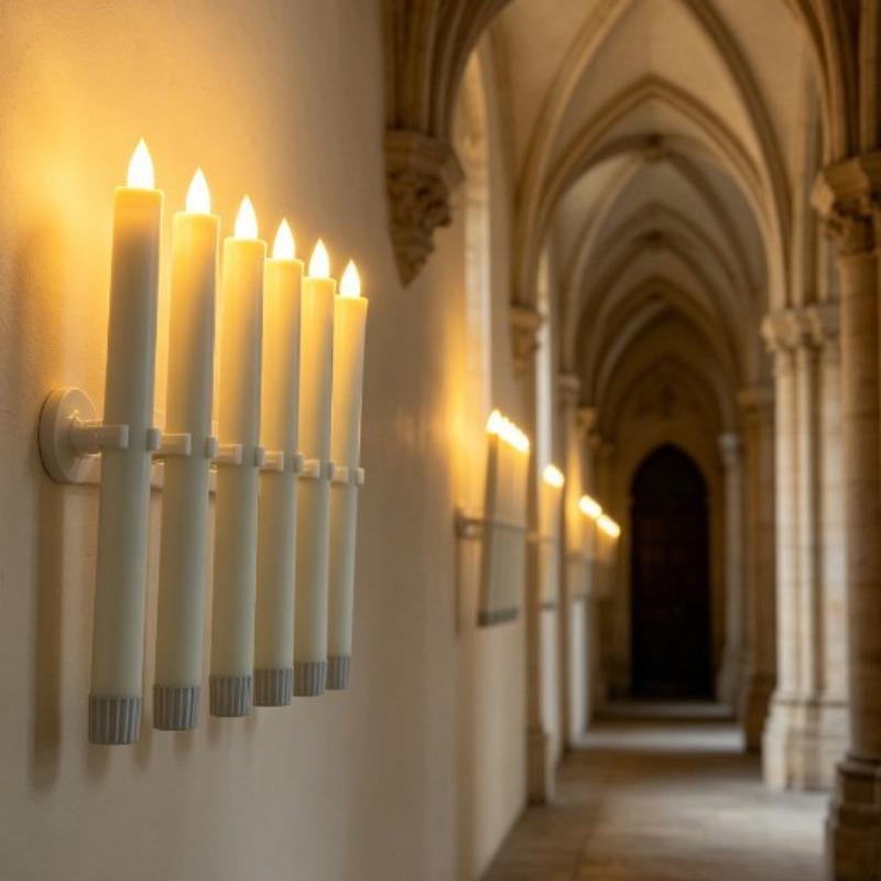 6Pcs/Set LED Flickering Taper Candles Battery Operated Flameless Long Candles with Timer & 10-Key Remote for Wedding Party Home Decor